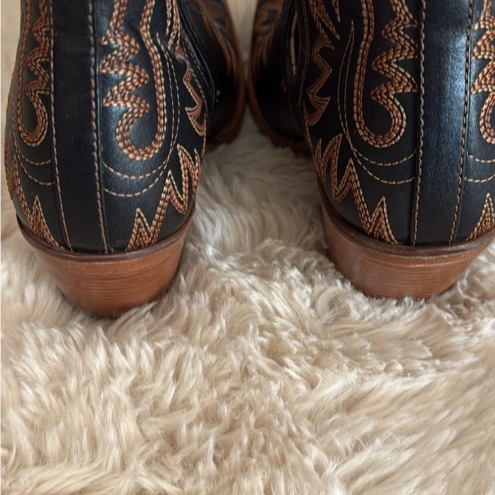 Ariat Black and Brown Embroidered Ankle Boots - Picture 3 of 5